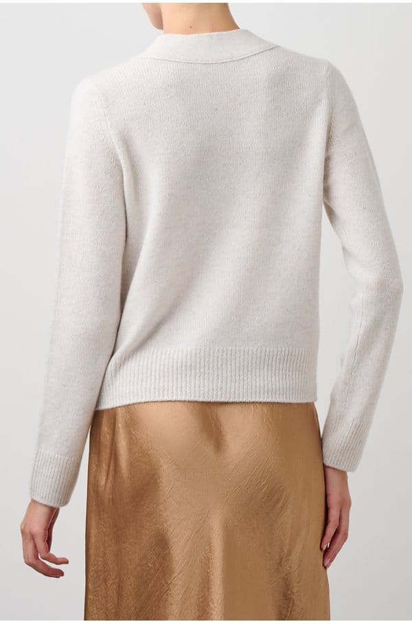 shrunken button cardigan in heather white