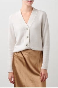 shrunken button cardigan in heather white