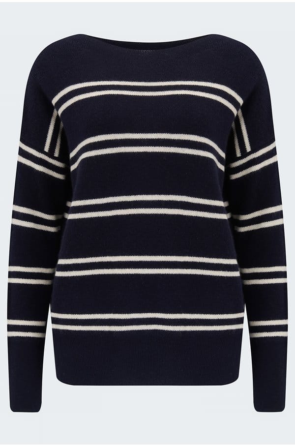double stripe pullover in coastal heather pampas