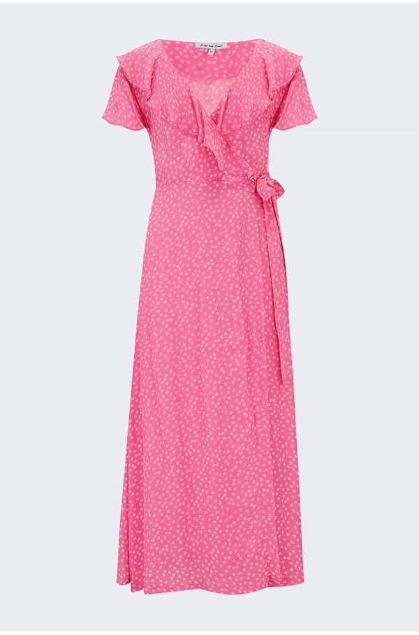 trixie dress in pink polka dot