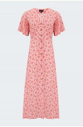 lola dress in pink ditsy floral