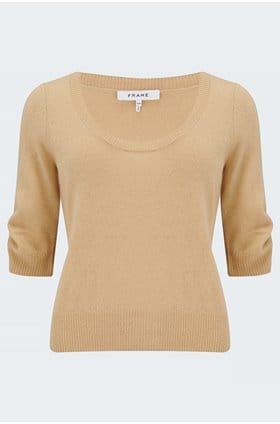 scoop neck sweater in taupe