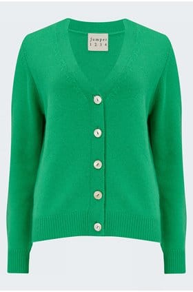 elbow patch cardigan in green 