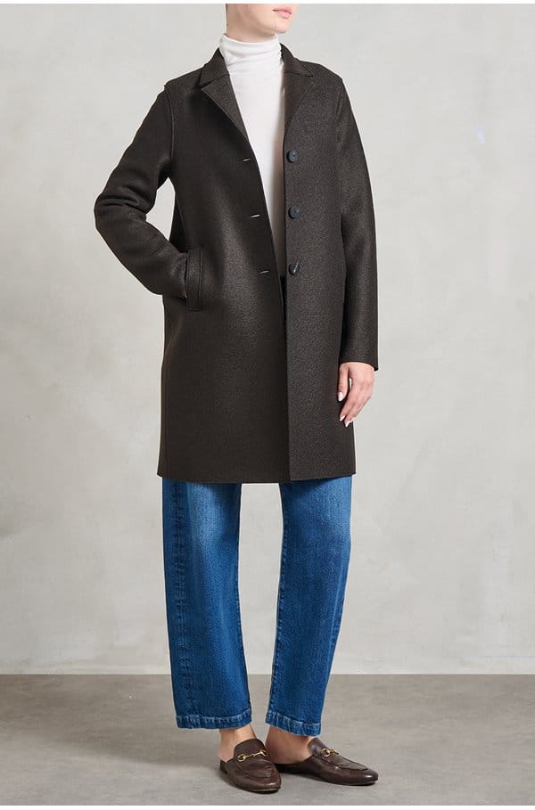 boxy coat in dark brown