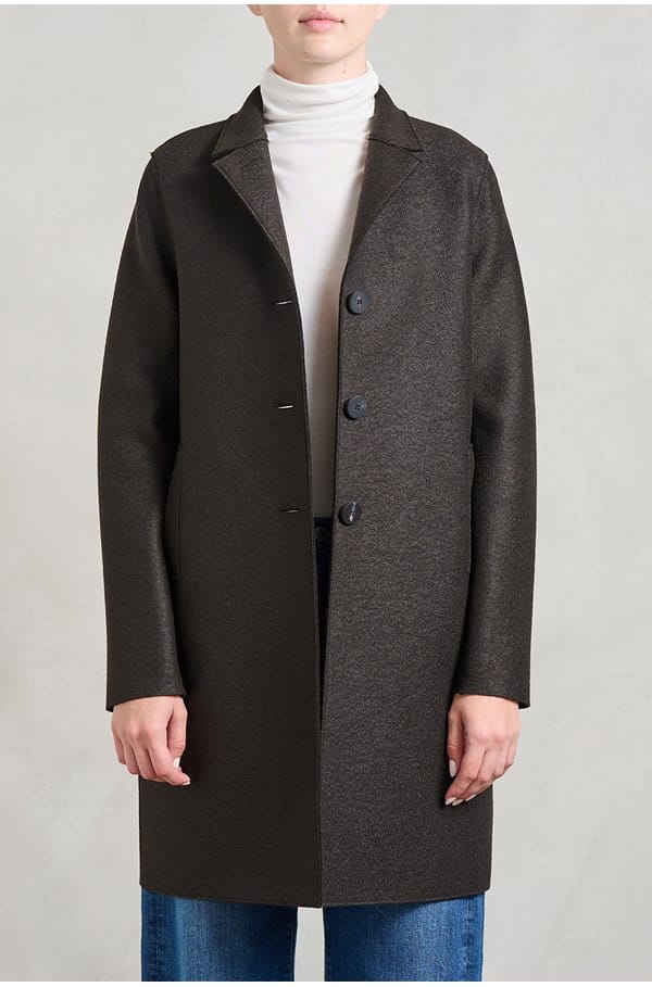 boxy coat in dark brown
