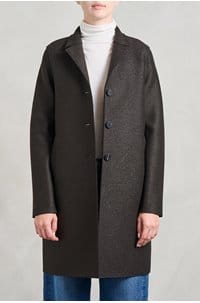 boxy coat in dark brown