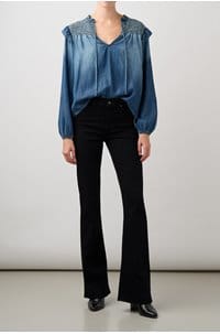 high rise laurel canyon bootcut jean in black shadow