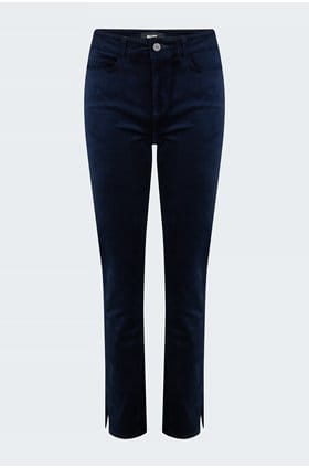 Cindy Straight Jean in Deep Navy Velvet