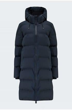Long Puffer Jacket in Navy