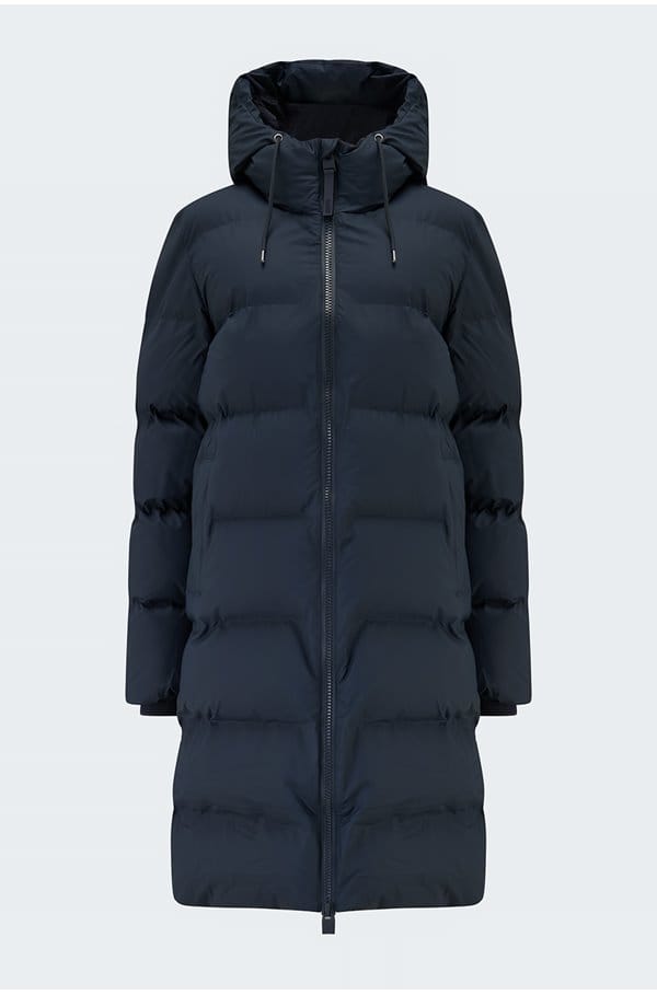 long puffer jacket in navy