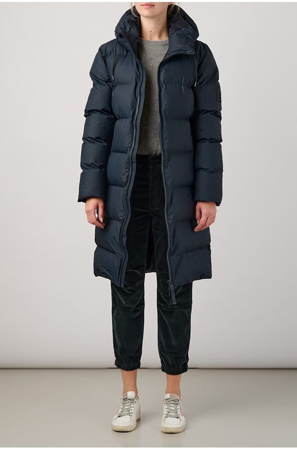 long puffer jacket in navy