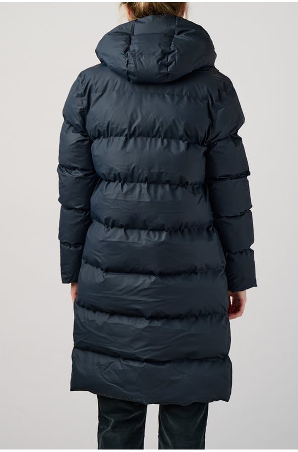 long puffer jacket in navy