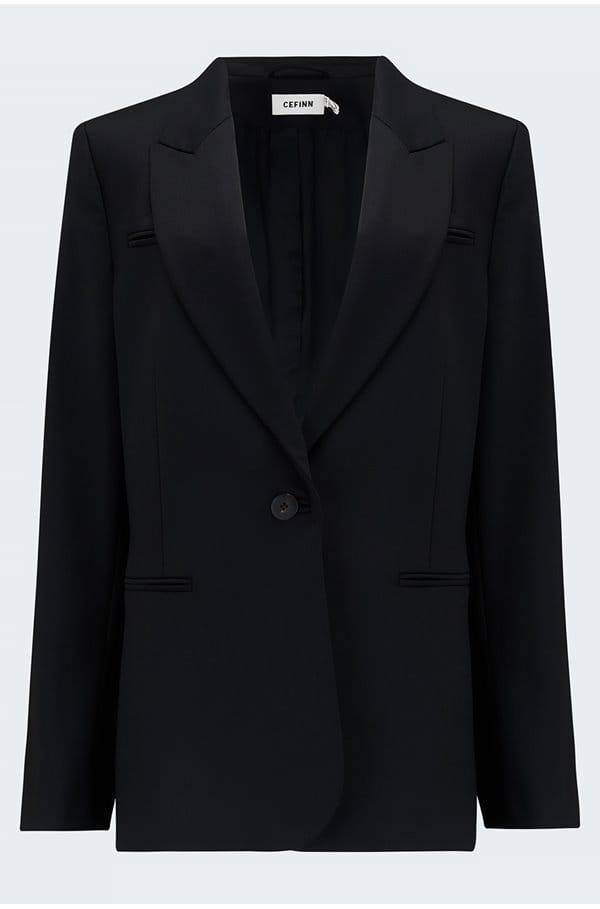 jamie stretch wool blend blazer in black