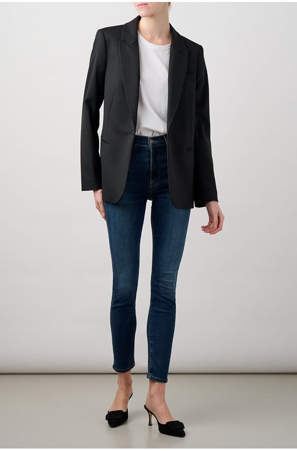 jamie stretch wool blend blazer in black