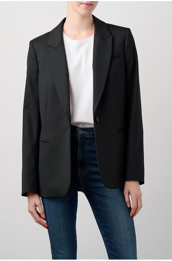 jamie stretch wool blend blazer in black