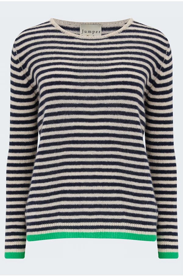 little stripe crew in navy stripe