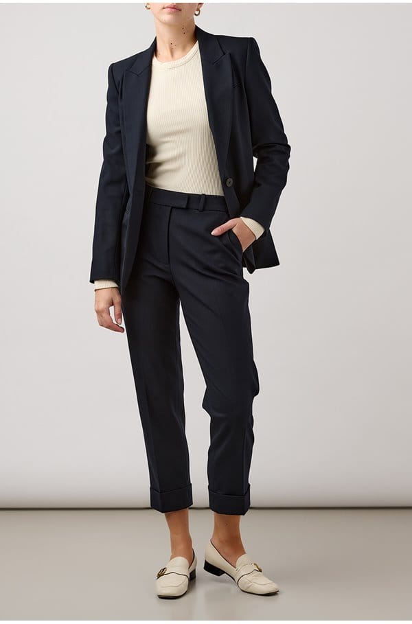 jamie stretch wool blend blazer in navy