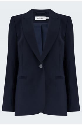 Jamie Stretch Wool Blend Blazer in Navy