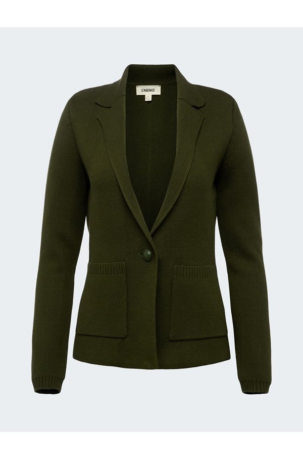 lacey knit blazer in dark moss
