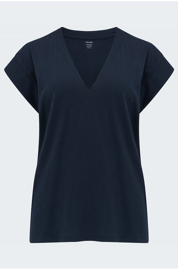 le mid rise v t-shirt in navy