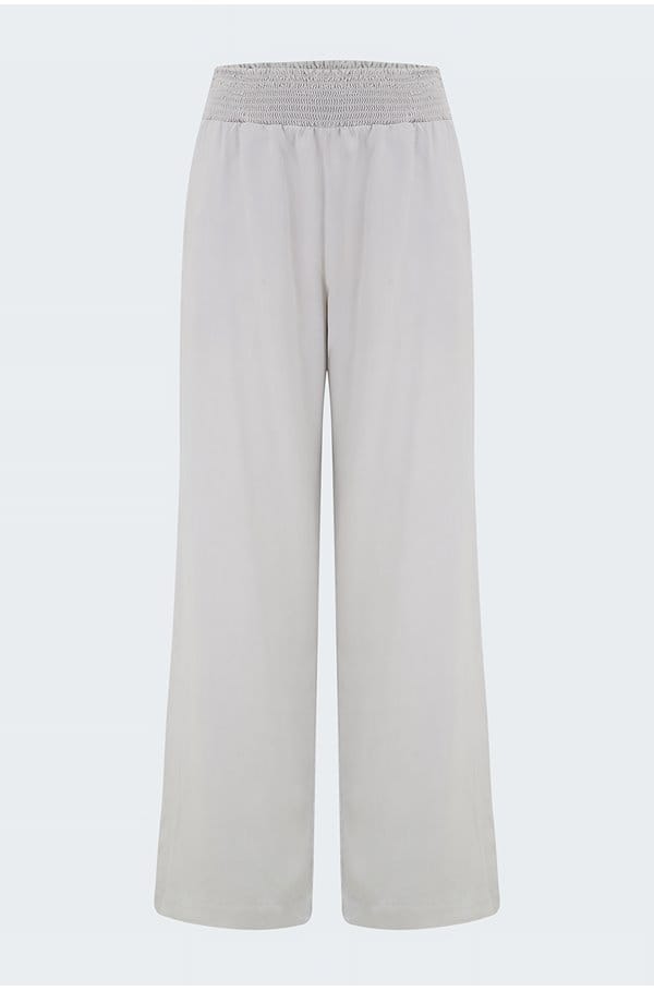 smocked waist wide pant in foggy sky