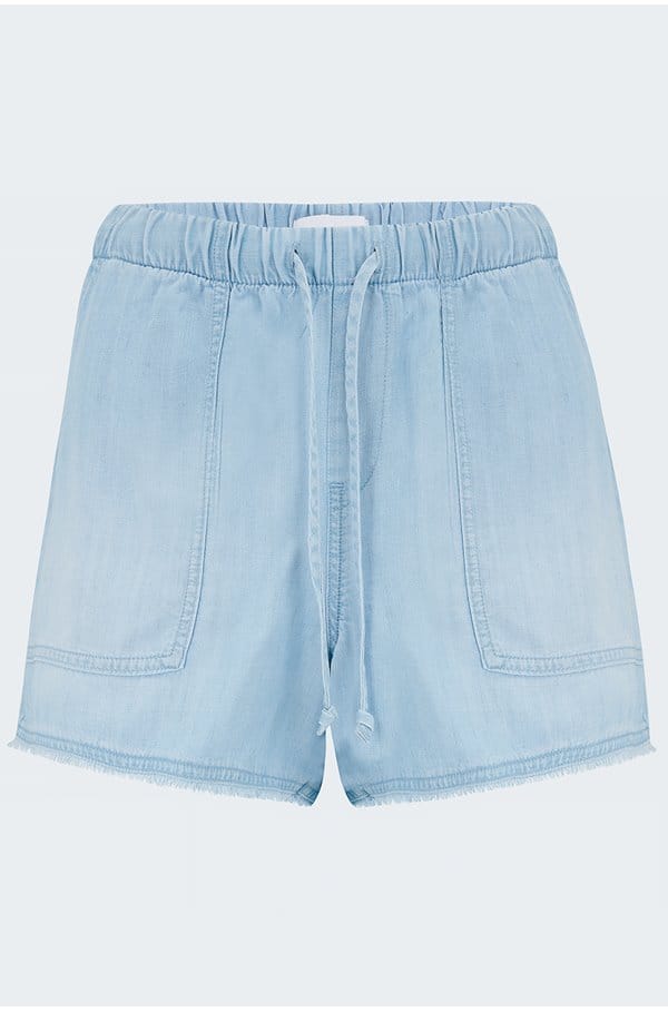 frayed pocket short in salt spray