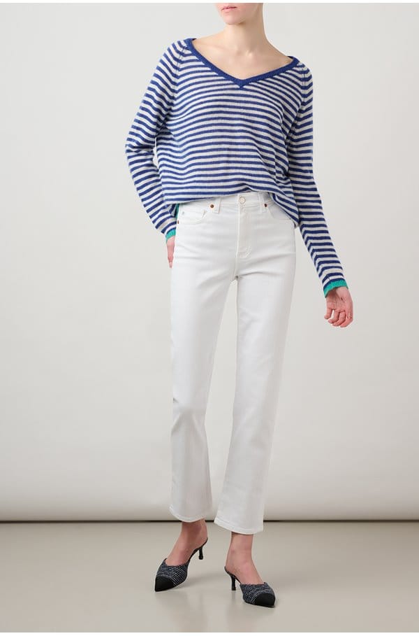 saige high rise straight jean in authentic white