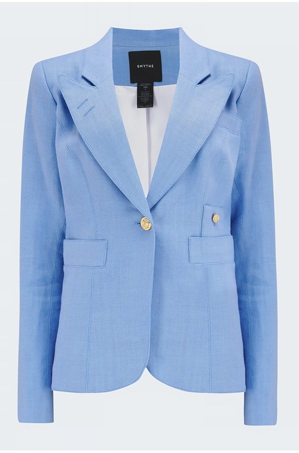 duchess linen blazer in periwinkle