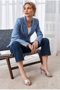 duchess linen blazer in periwinkle