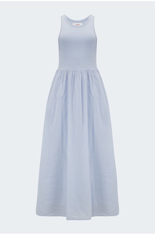 flynn poplin dress in skylight