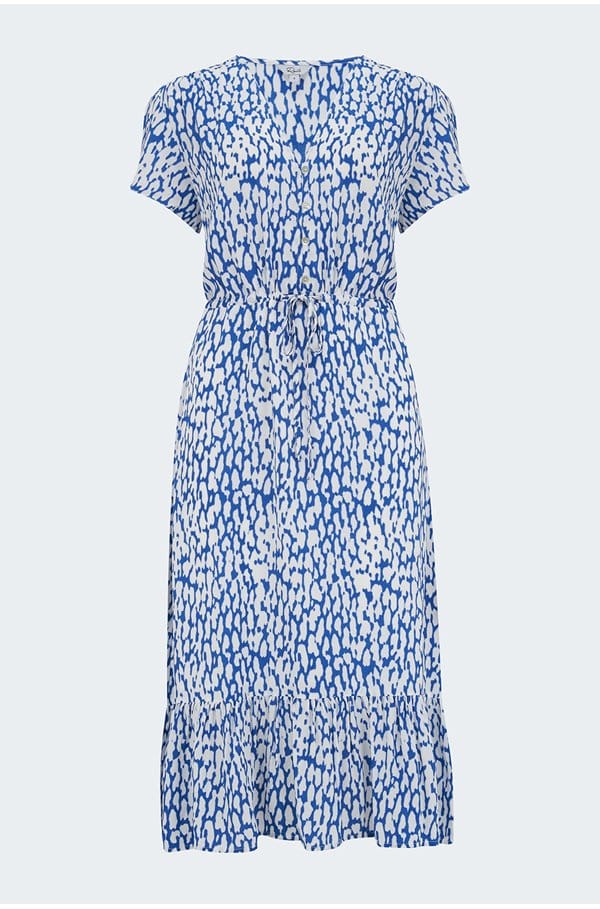 kiki dress in cobalt static leopard