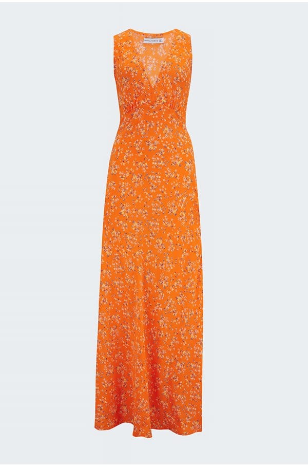 acacia midi dress in audrey floral orange 