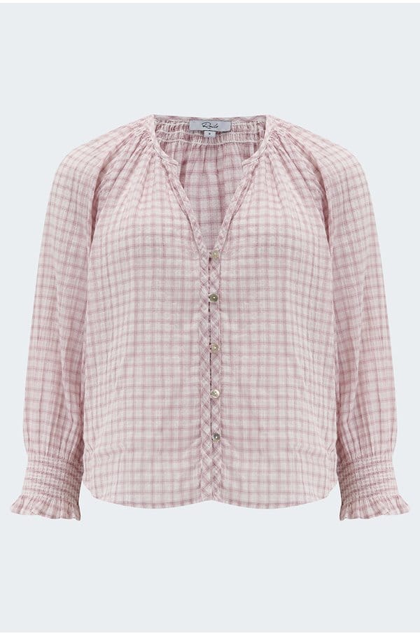 mariah blouse in soft rose check