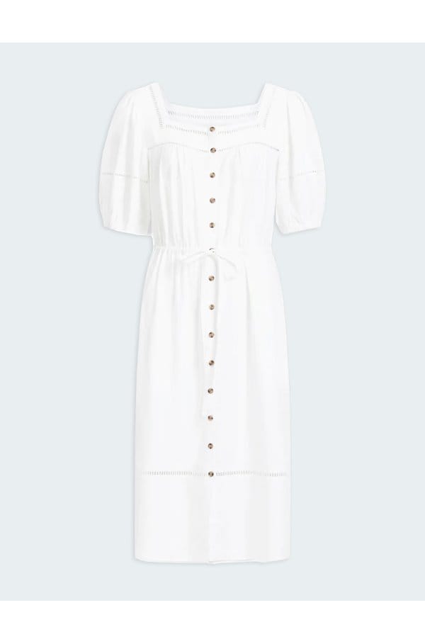 poppy midi dress in white linen