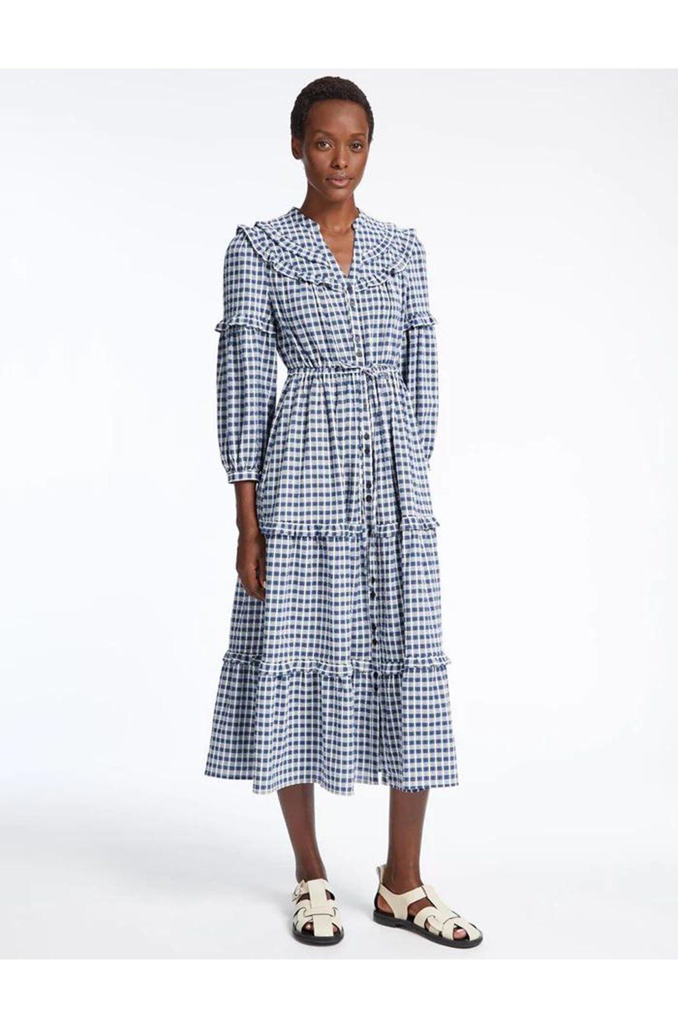 Trilogy Stores | Suki Seersucker Dress in Blue White Check