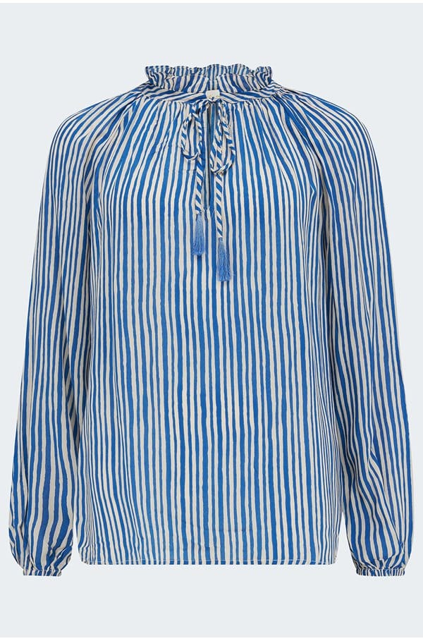 penny blouse in painted stripe deep blue
