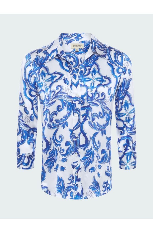 dani blouse in white mediterranean toile