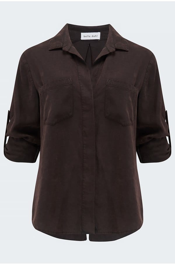 split back button down shirt in quartz brown