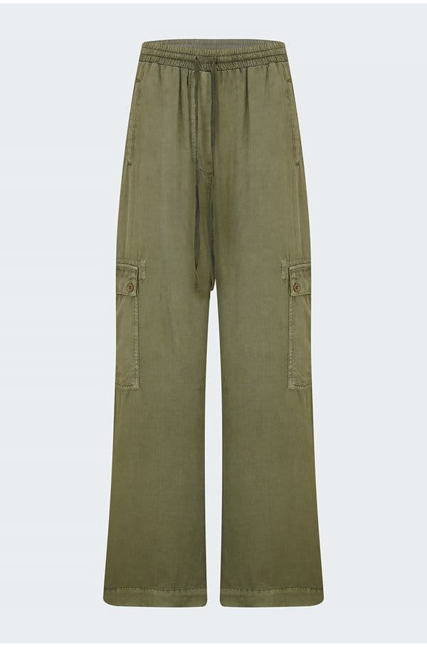 wide leg cargo pant in herb green
