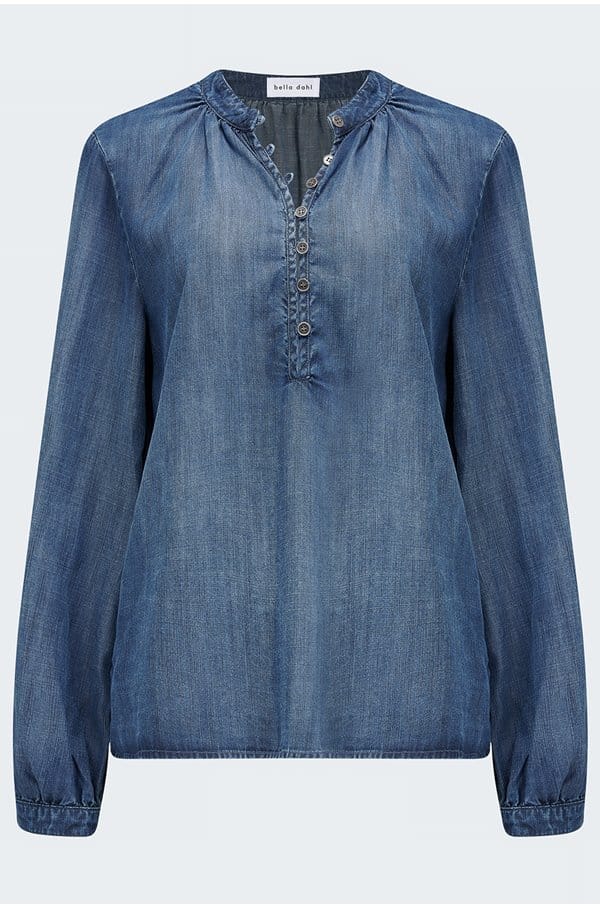 half placket pullover in moonlight wash