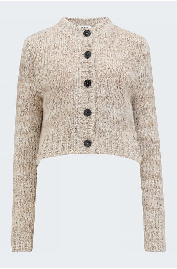 marl cardi sweater in oatmeal heather multi