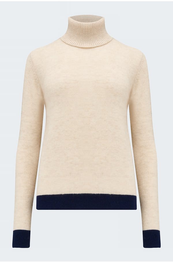contrast roll collar in buff navy
