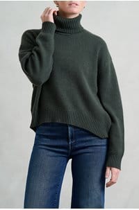 oversized roll collar in khaki