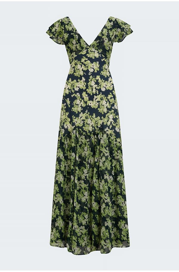 cinzia dress in marais green floral