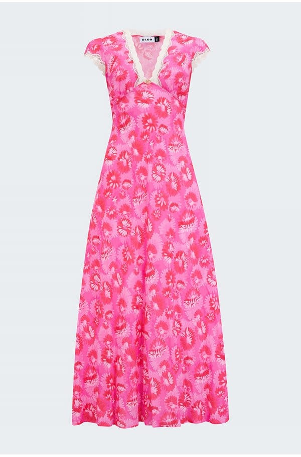clarice dress in sunflower fucshia