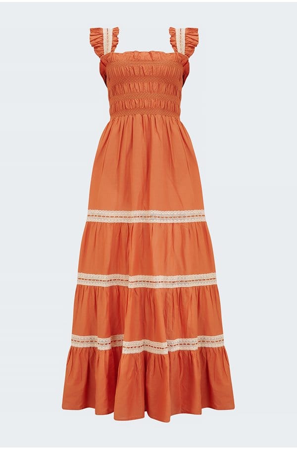 aubrie dress in rust