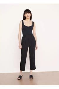 mid rise tapered pull on pant in black