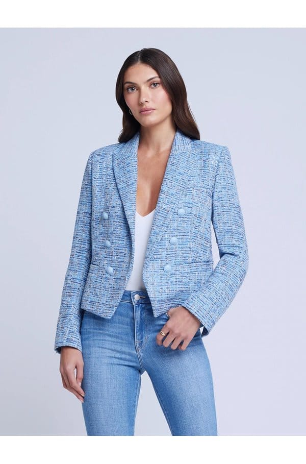 brooke jacket in blue tweed multi