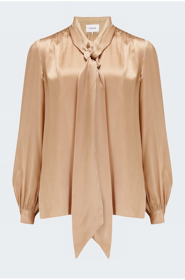 femme tie neck blouse in blush