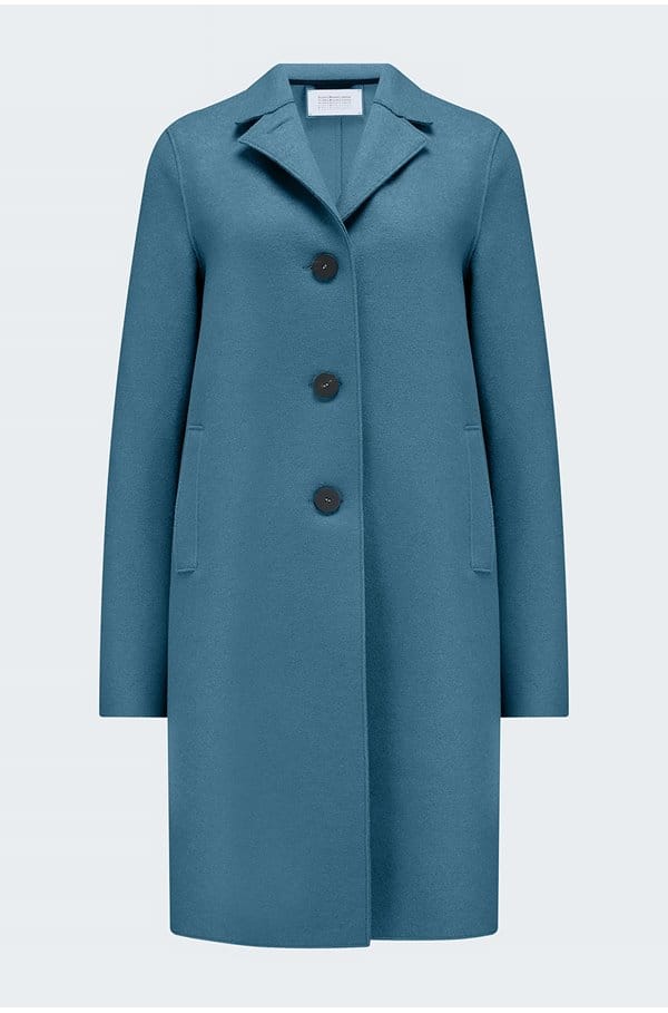 boxy coat in steel blue